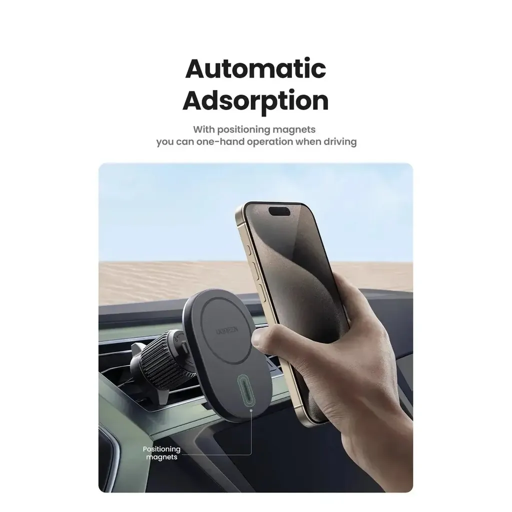 UGREEN Magnetic Car Wireless Charger 15W Black CD345 - Image 5