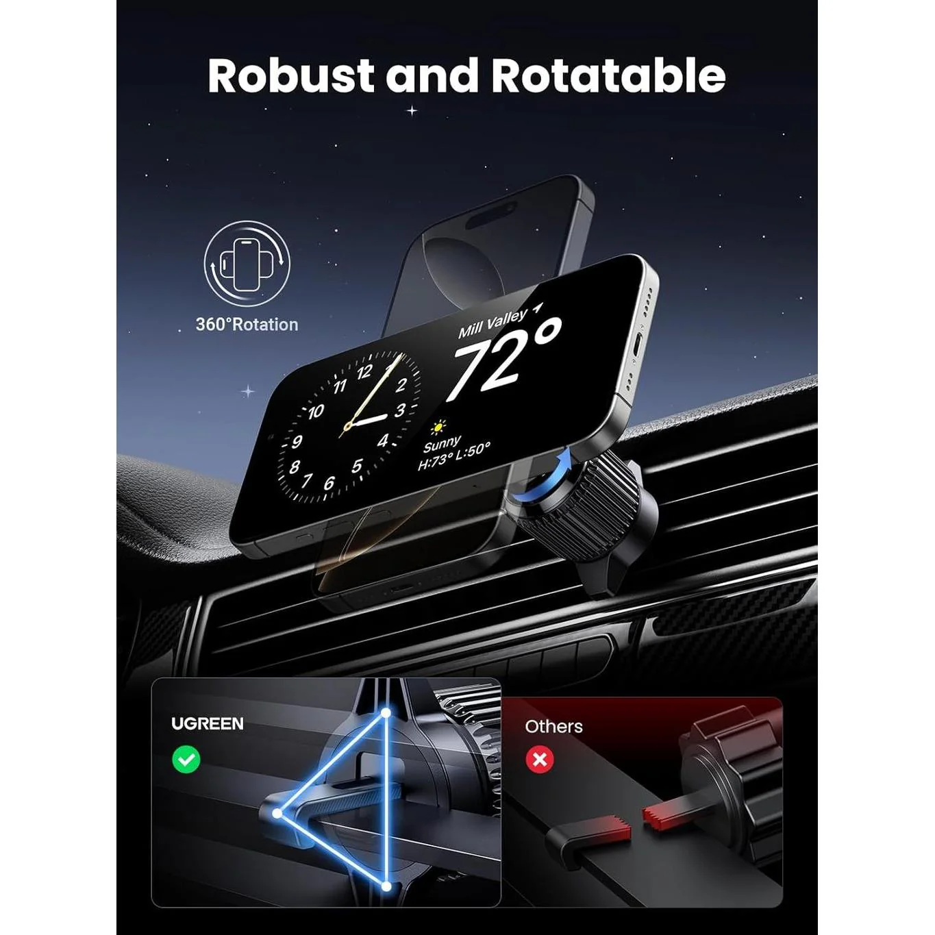 UGREEN Magnetic Car Wireless Charger 15W - W708 - Image 4