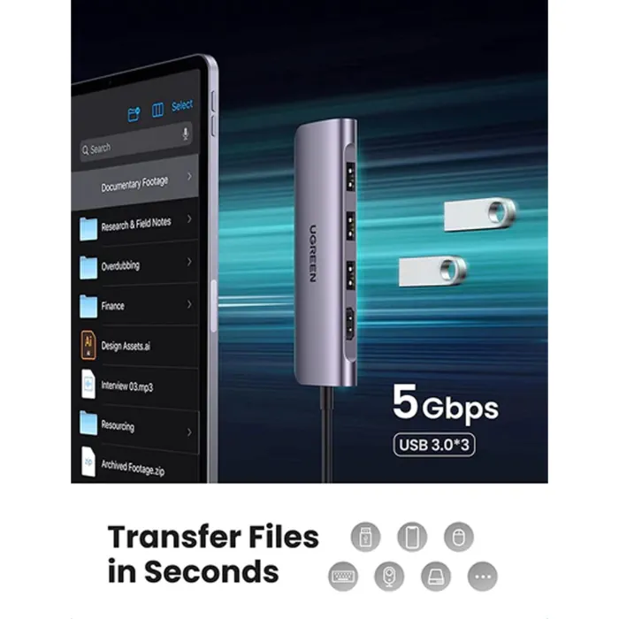 UGreen USB-C 6-in-1 Multifunction Hub with 4K HDMI - Image 3