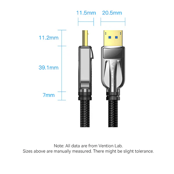 Vention Display Port 2.1 Male to Male 16K HD Cable 5M Cotton Braided Black - Image 3