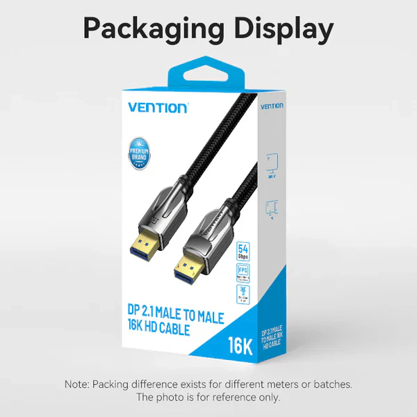 Vention Display Port 2.1 Male to Male 16K HD Cable 5M Cotton Braided Black - Image 4