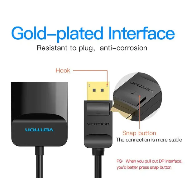 Vention Display Port to HDMI Converter 0.15M Black - Image 2