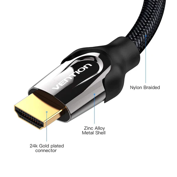 Vention Nylon Braided HDMI Cable Black Metal Edition 15M - Image 3
