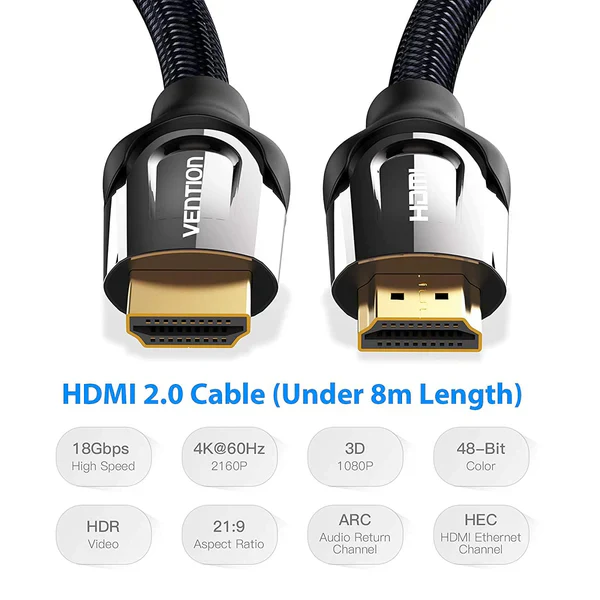 Vention Nylon Braided HDMI Cable Black Metal Edition 15M - Image 4