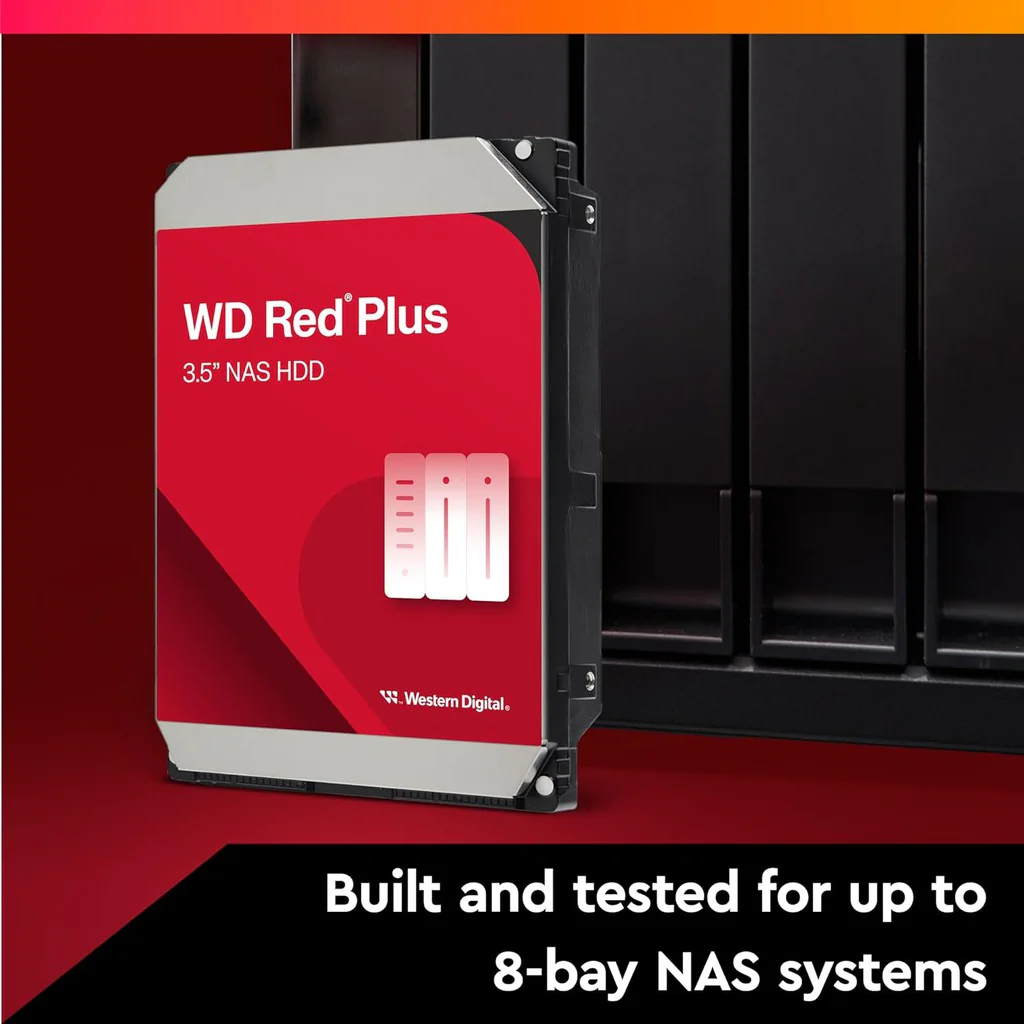 WD Red Plus 8TB NAS Hard Drive - 5400 RPM Class SATA 6Gb/s, CMR, 128MB Cache, 3.5 Inch - WD80EFPX - Image 3
