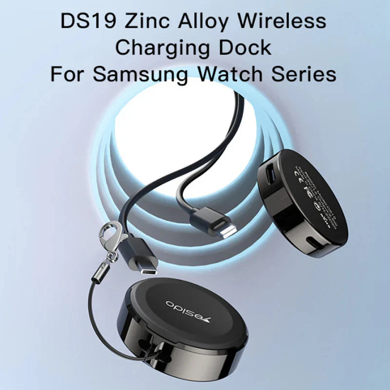 Yesido DS19 Samsung Smart Watch Portable Charger Magnetic Wireless Charger 2.5W / USB / Type-C - Black - Image 3