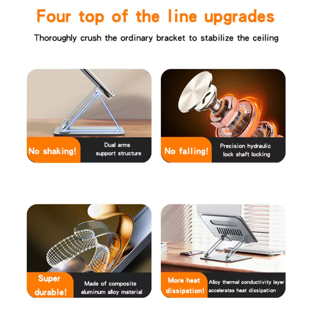 Yesido LP05 Super Strong Dual Arm design Aluminum Alloy Holder - Planes / Holder - Silver - Image 3