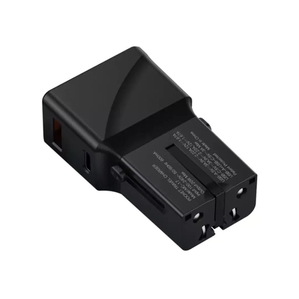 Yesido MC17 Universal Travel Charger - 20W / USB-C / USB-A / Black - Image 2