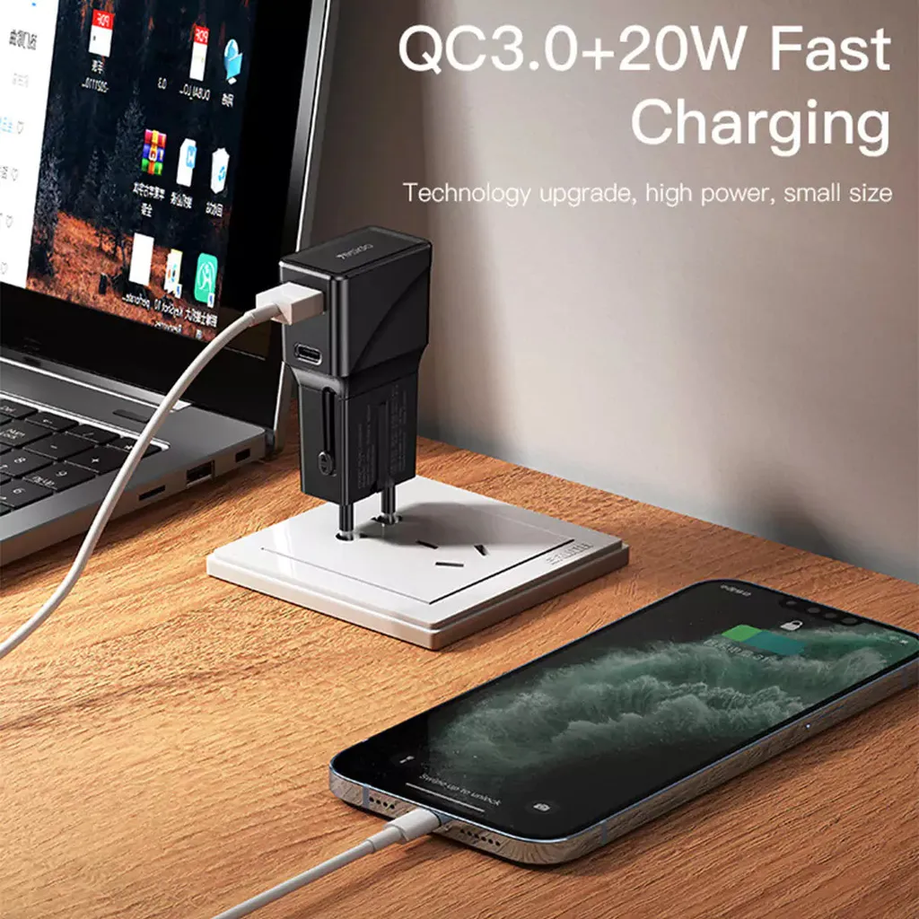Yesido MC17 Universal Travel Charger - 20W / USB-C / USB-A / Black - Image 7